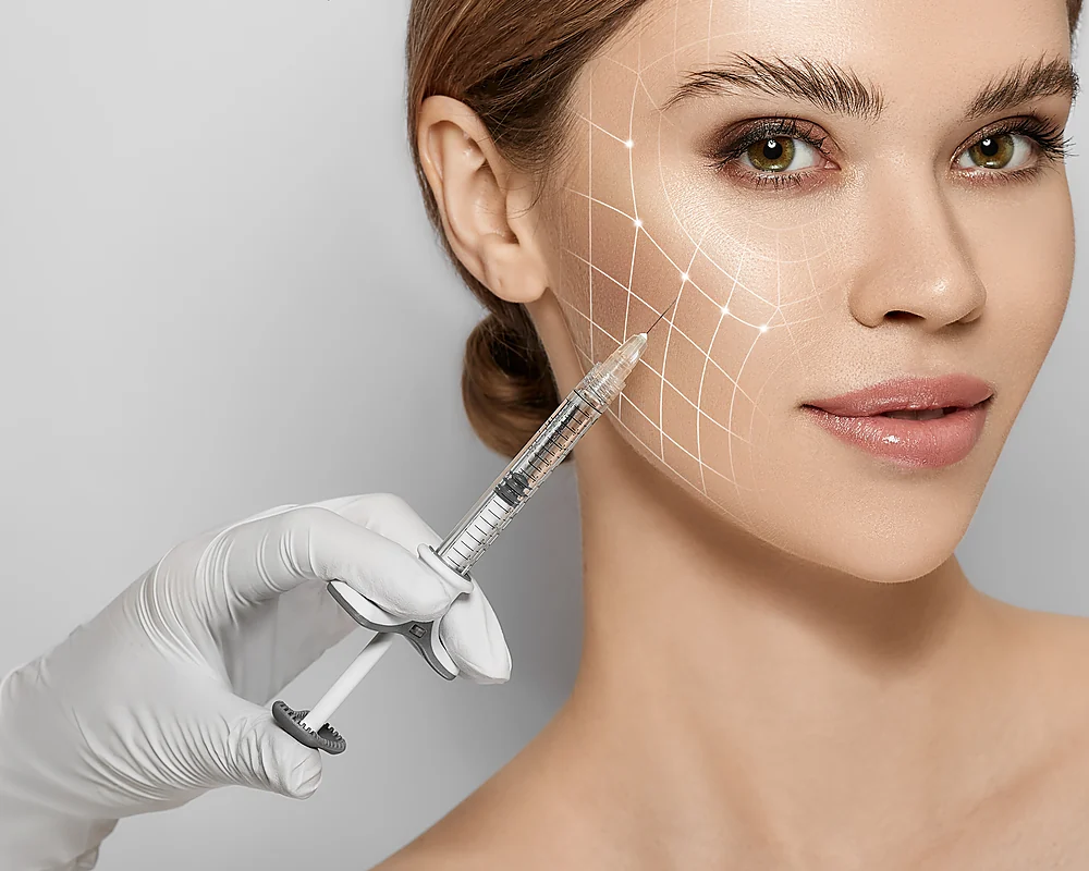 Polynucleotide skin regeneration treatment on a woman's face