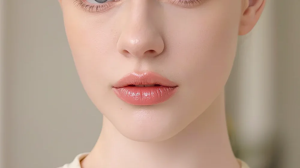 Close-up of naturally enhanced, hydrated lips